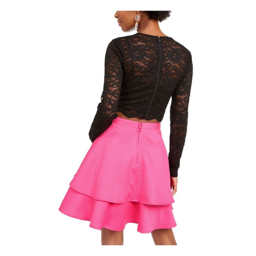 CITY TRIANGLES Womens Fit + Flare Short Dress Long Sleeve Formal - Picture 2 of 3